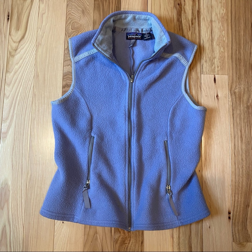 Vintage 1996 Patagonia Synchilla Purple Blue Gray Trim Fleece Zip Up Vest - Picture 12 of 12